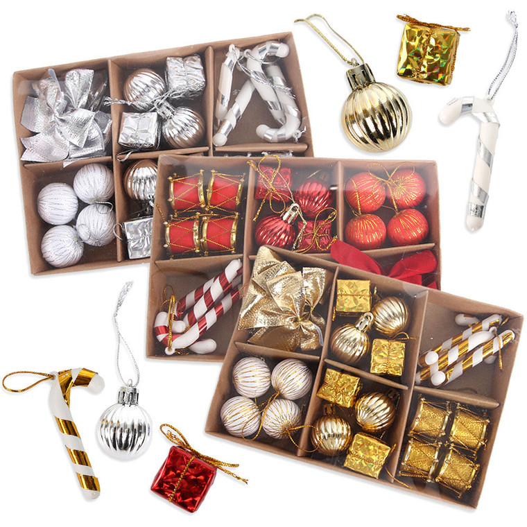 NEW 2510  24pc Christmas Decorative Ornament Gift Box Set 9926