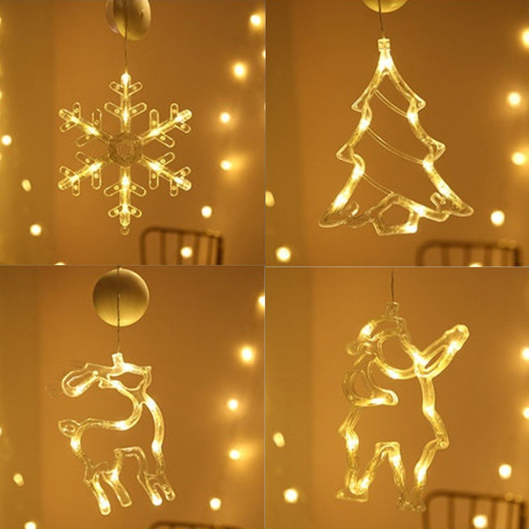 NEW 2511 LED Christmas Decoration Home Window Atmosphere Decoration Suction Cup Lights 4pcs 9866