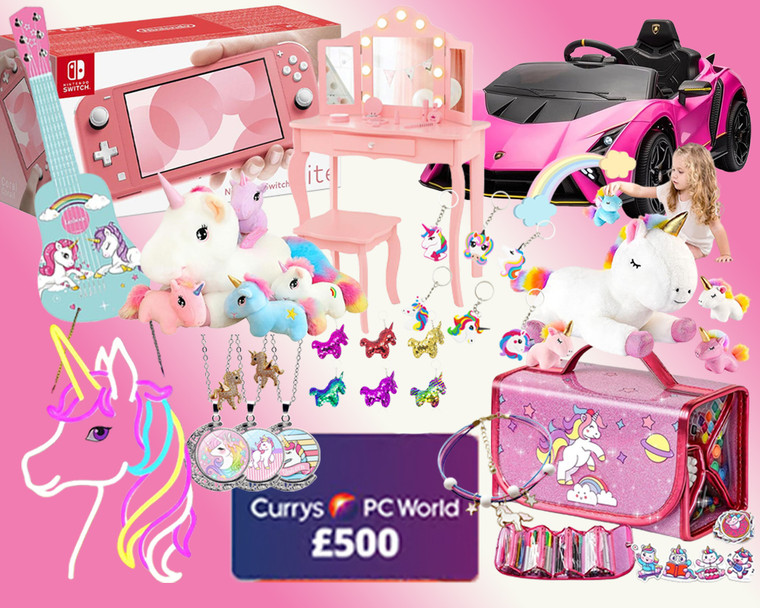 Pink Cute Unicorn World Series Mystery Box -Nintendo Switch, Barbie's Dream House, Pink Lamborghini Ride On, Guitar and More! 9871