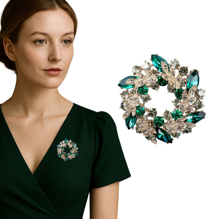 Festive Elegance Christmas WreathBrooch by LOVII