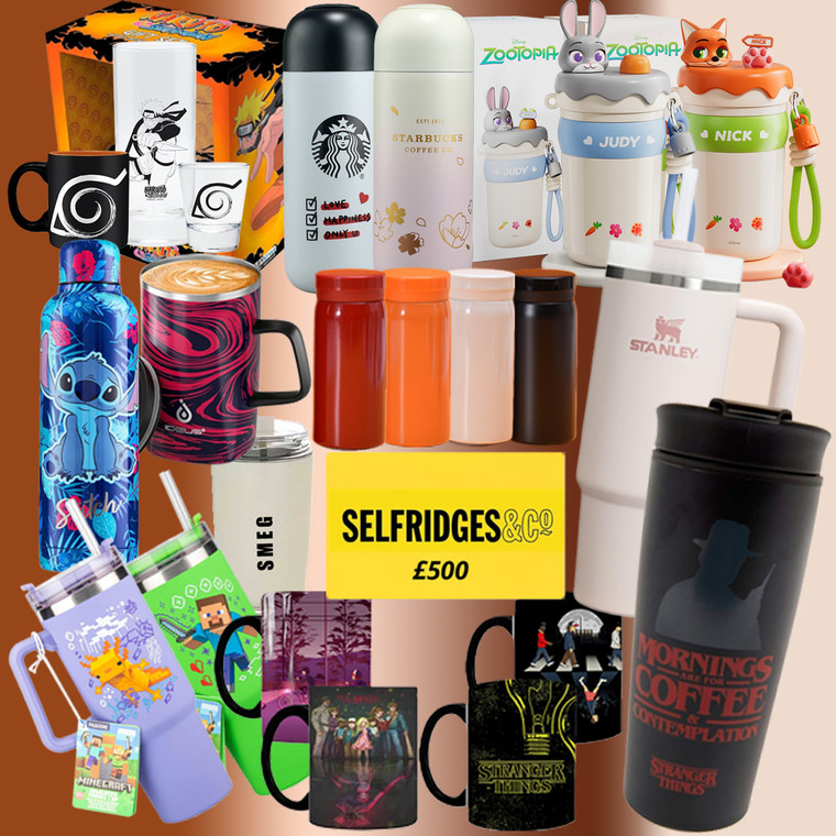 NEW 2511 Trendy Water Bottles & Mugs Mystery Box-”Stranger Things“、 “Naruto"、 "Starbucks"、 "STANLEY"、"Minecraft"、"Stitch" & More! 9883
