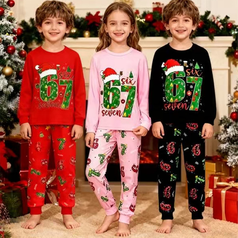 NEW 2511 Number “67” Funny Digital Clothing Set For Children With Christmas Elements 9885