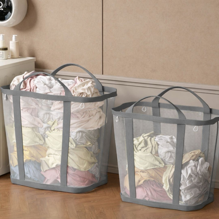 NEW 2601 Foldable Mesh Laundry Basket with Handles – Breathable Nylon Storage basketJ025