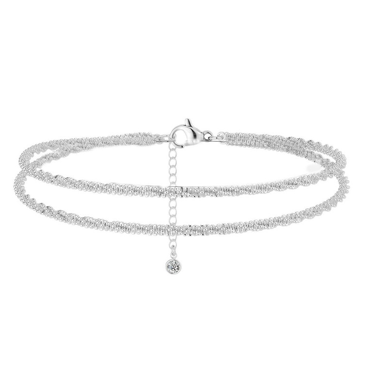 NEW 2601  S925 Sterling Silver Double Layer Sparkling Star Bracelet for Women - Trendy Korean Style Celestial Charm  9979