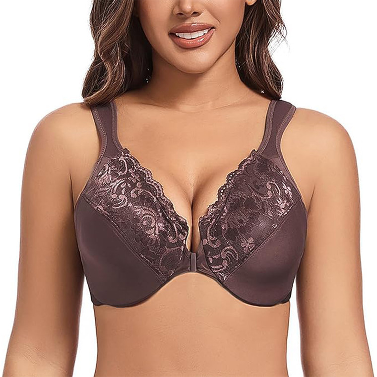 NEW 2602 2Pcs Women’s Lace Detail Underwired Bra, Adjustable Straps, Everyday Comfort Fit B045