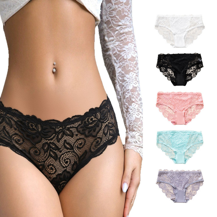NEW 2602 Women’s Lace Briefs, Soft Stretch Underwear, Mixed Colours 5-pack 9996