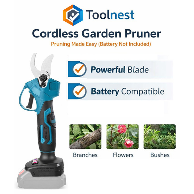 NEW 2603 Toolnest Cordless Garden Pruner Electric Pruning Shears 25mm Cutting Capacity Ergonomic Grip Gardening Tool Battery Not Included B070