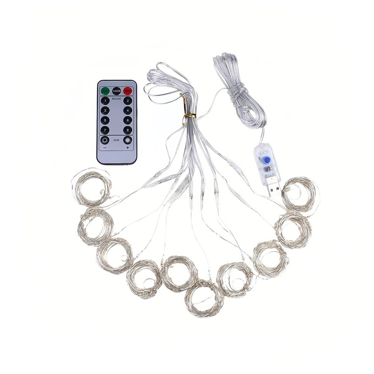 NEW 2604  3x3m 300 LED Curtain Fairy Lights with Remote & Hooks USB Powered  Y091