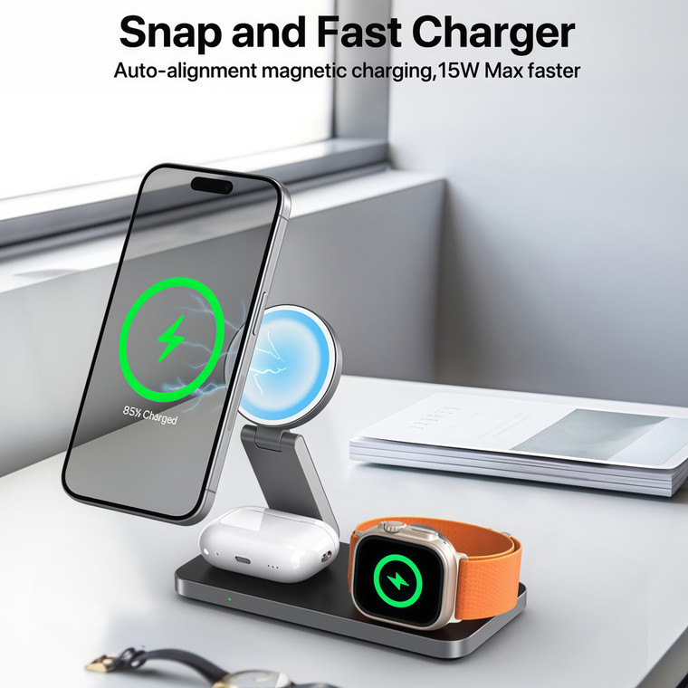 NEW 2605 3-in-1 Ultra Compact Magnetic Fast Charger  J126