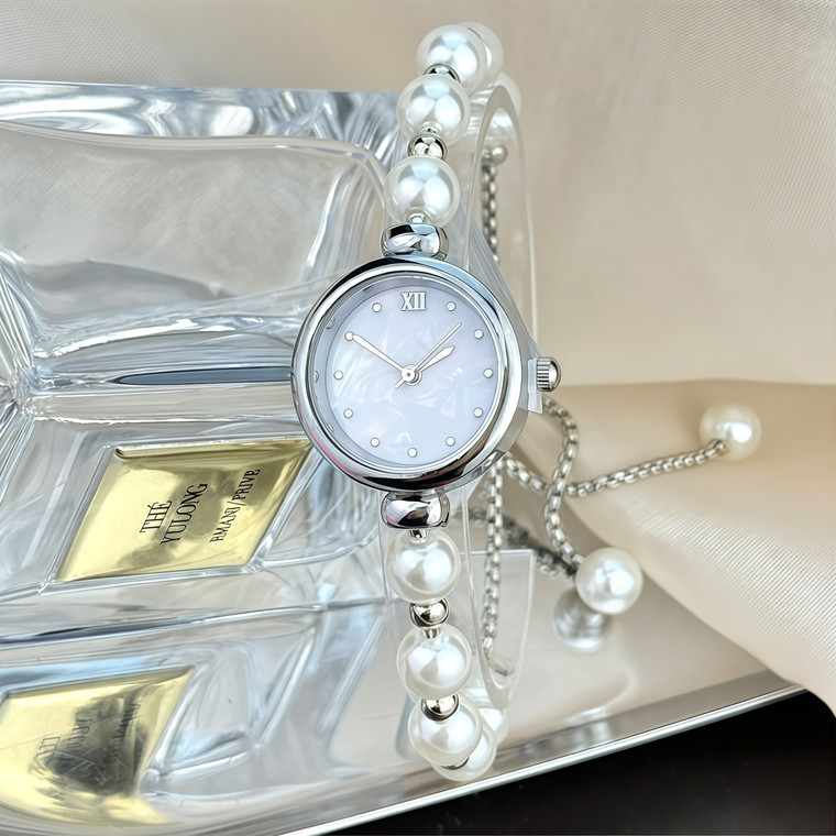 NEW 2605 Women’s Pearl Bracelet Watch Elegant Quartz Wristwatch Adjustable Fashion Ladies Watch Gold J157