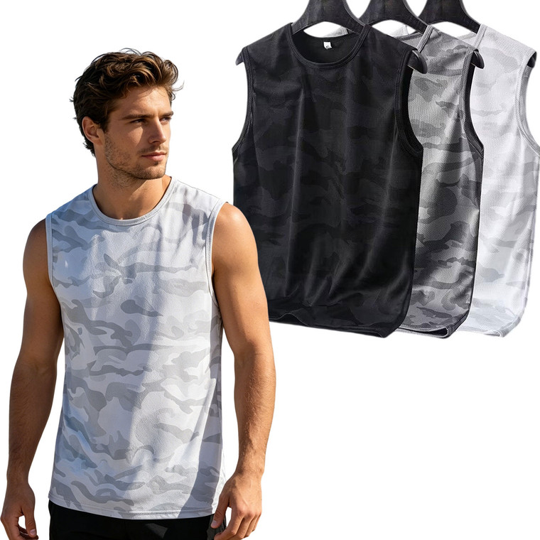 NEW 2606  Men Ice Silk Sleeveless Tank Top 3 Pack Mixed Y143