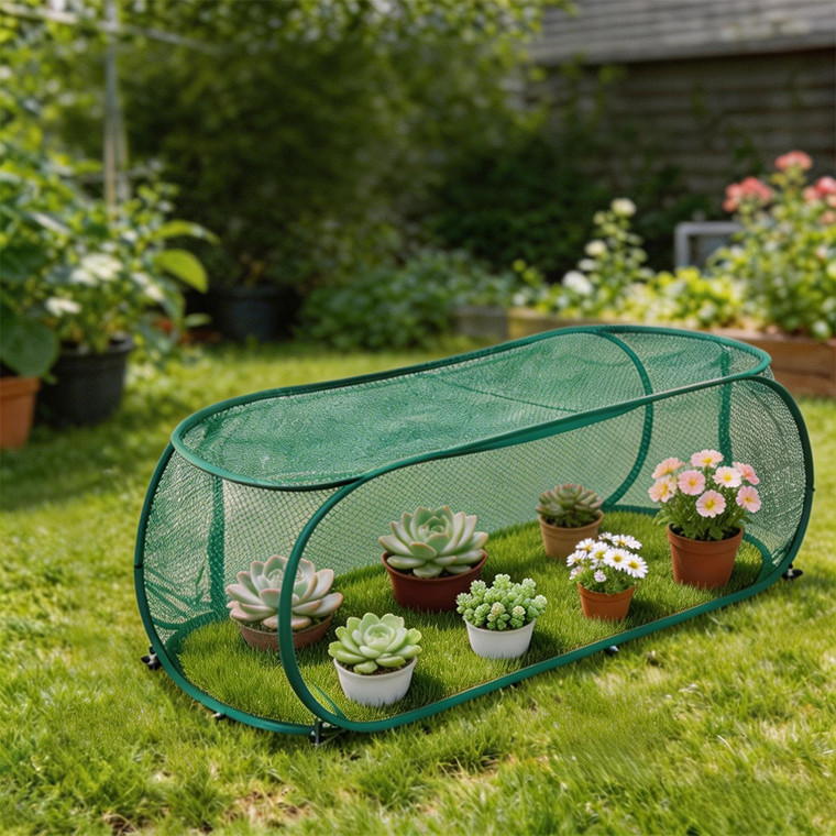 NEW 2606 Latto Home Garden Sun Shade Net with Steel Wire Frame | Foldable Plant Protection Cover for Vegetables, Flowers & Orchards B183