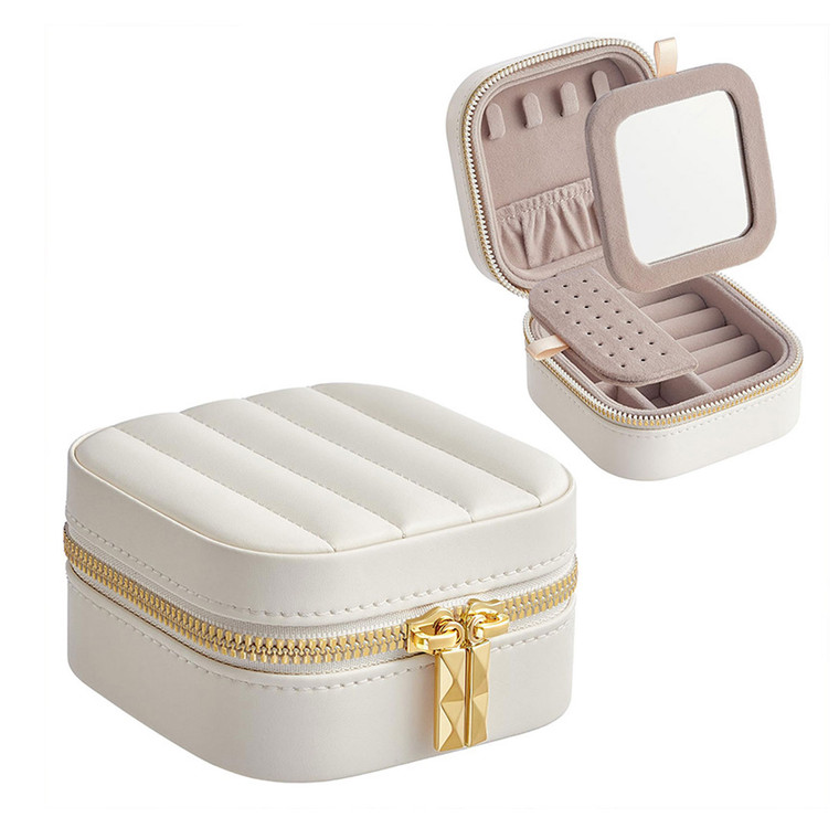NEW 2606  Portable Jewellery Box with Mirror Mini Travel Organiser Y148