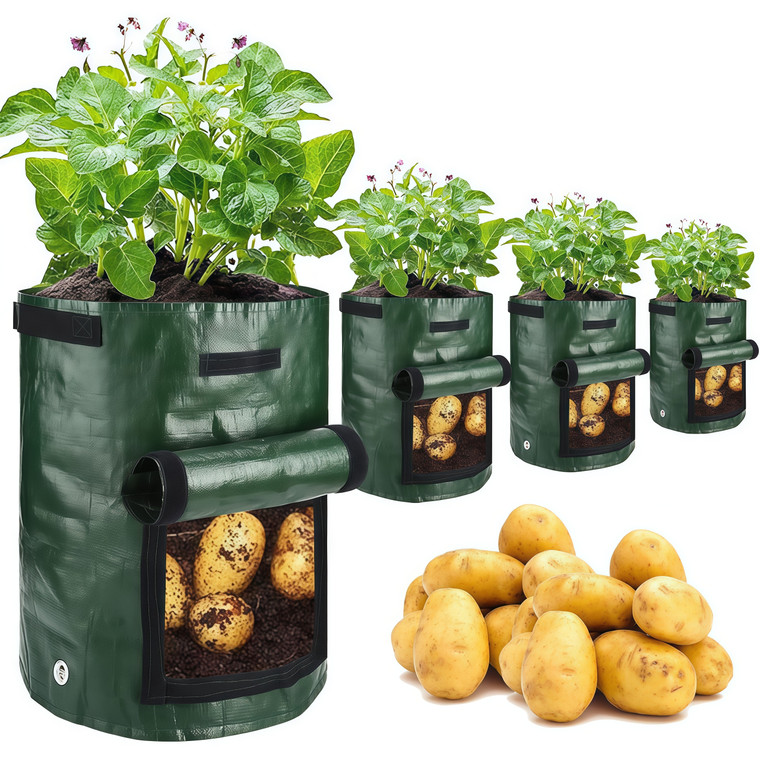 NEW 2606 4PCS Potato Grow Bag with Harvest Window Large Capacity Planting Bag Reusable Garden Grow Container J175
