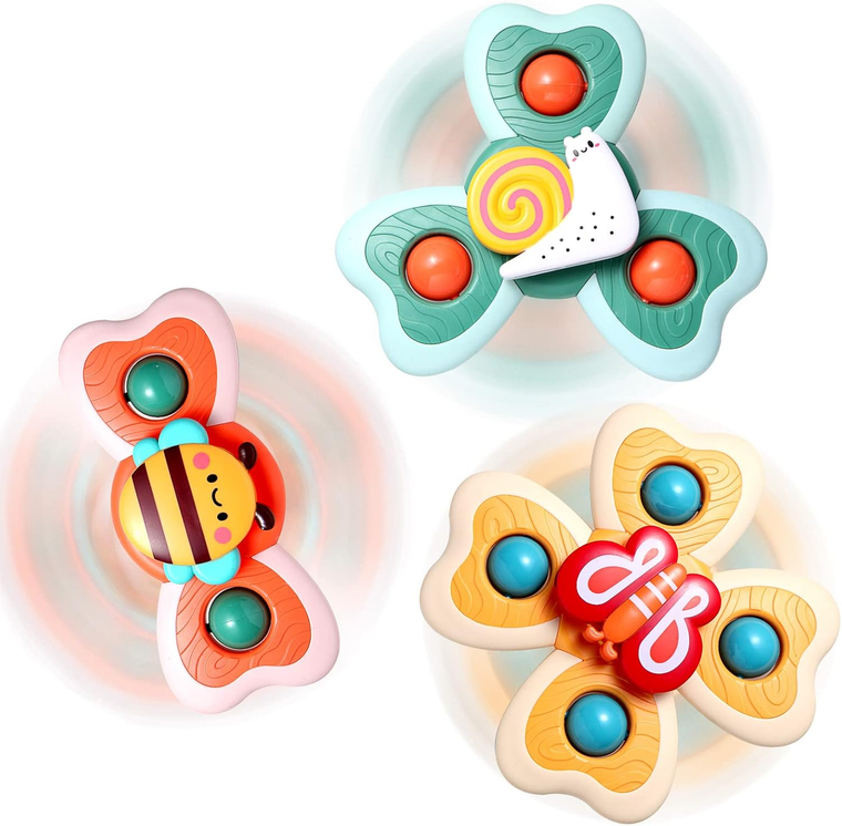 NEW 2607 3PCS Baby Sensory Spinner Toys Set Suction Cup Rotating Fidget Toys Montessori Educational Toys for Toddlers J187
