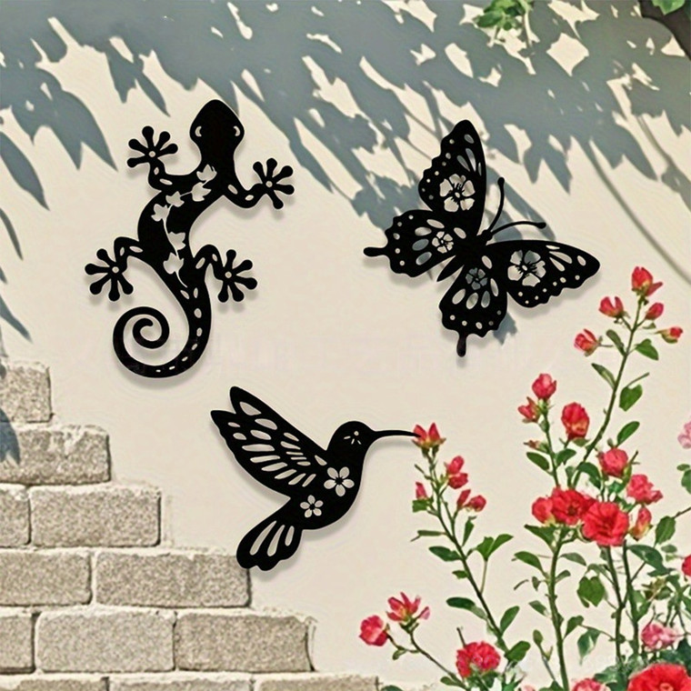 NEW 2607 3PCS Outdoor Wall Decor Metal Wall Art Garden Fence Hanging Ornament B206
