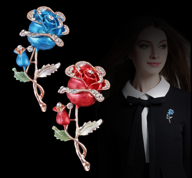 Gold Plated Rose Brooch