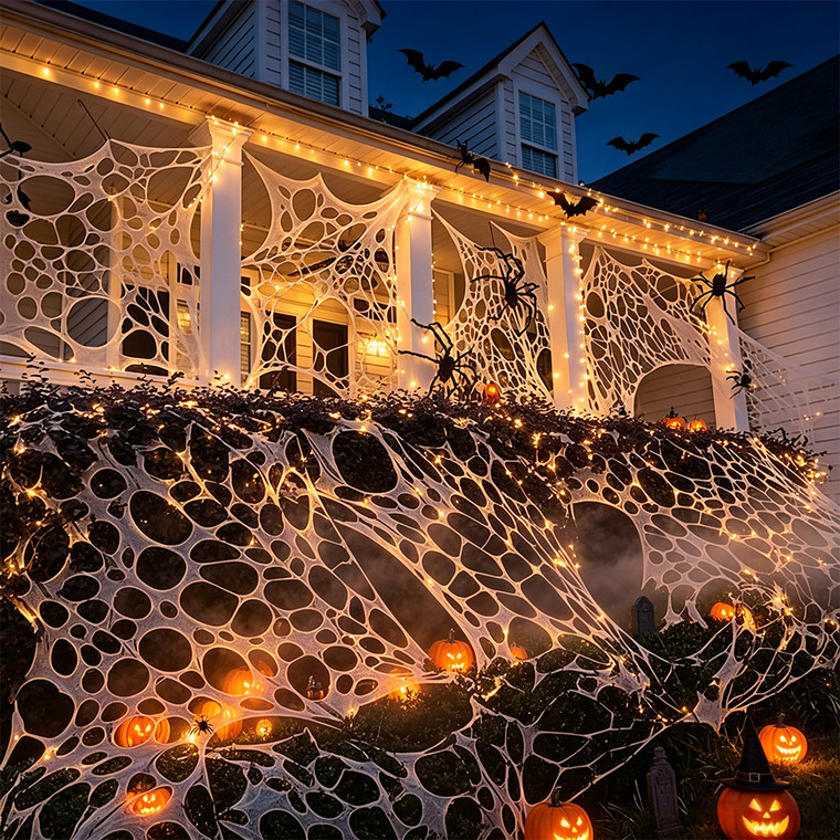 NEW 2607 Halloween Stretch Spider Web Decoration – Indoor & Outdoor Party Decor (without spiders) B223