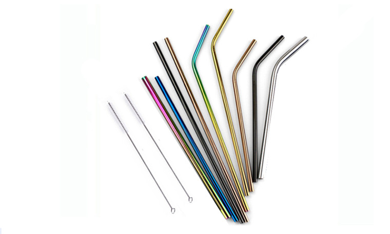 Stainless Steel Straws with Brush Pack of 8 - multiple color 
