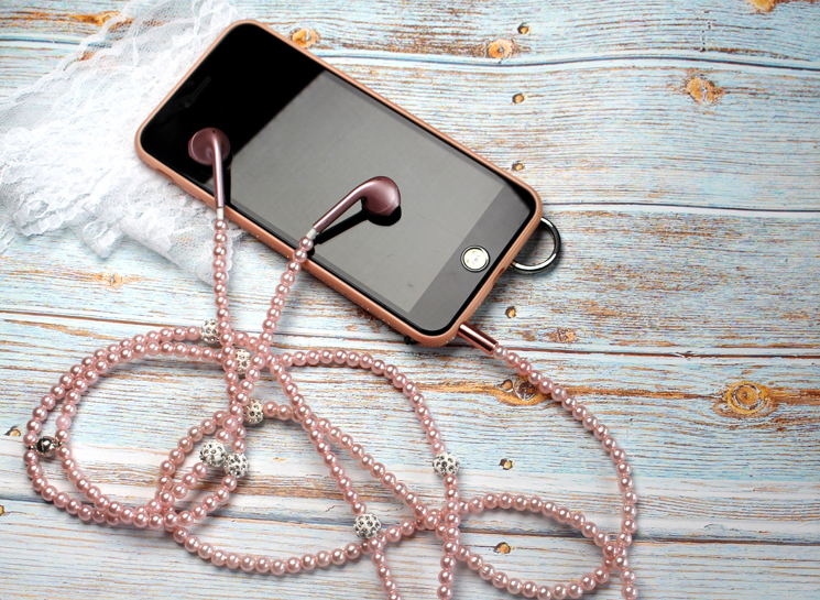 Pearl necklace Earphone with mic 