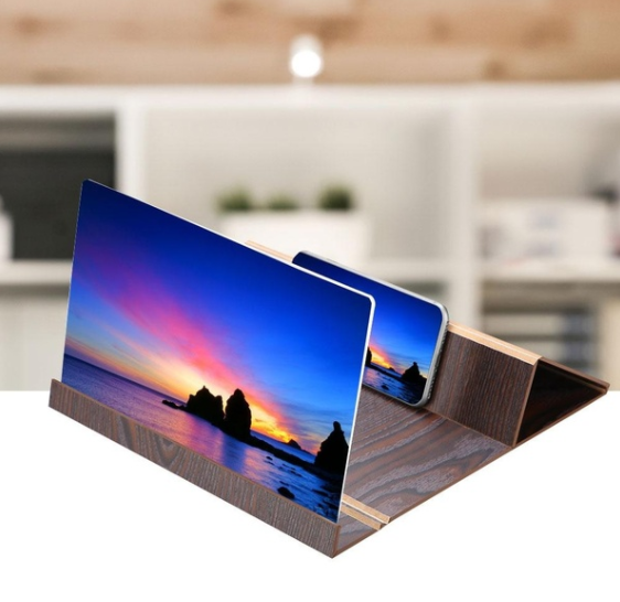 12'' 3D High Definition Mobile Phone Screen Amplifier with Wood Grain Stand Anti-radiation