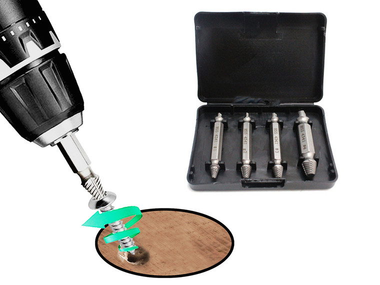 Damaged screw extractor set