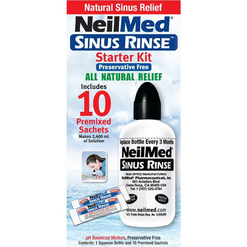 NeilMed Sinus Rinse Starter Kit - 240ml Bottle and 10 Sachets