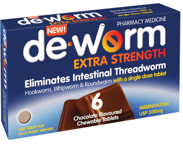 Deworm Extra Strength 500mg 6 Chewable Tablets