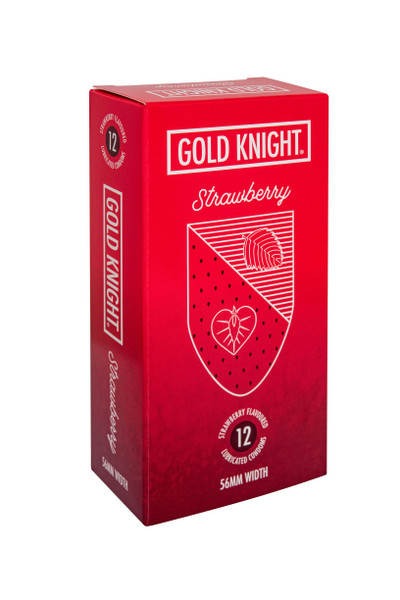 Gold Knight Strawberry Favoured Condoms 12s