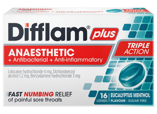 Difflam Plus Anaesthetic lozenges Menthol and Eucalyptus 16s