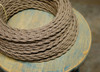 Brown & Tan Zig Zag Patterned Color Cord - Twisted Cotton Cloth Covered Wire
