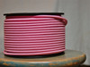 Fabric Braided Color Wire: Pink Round Cloth Covered 3-Wire Cord, Nylon - PER FOOT