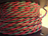 Red & Green 2-Wire Twisted Cloth Covered Wire, Cotton - PER FOOT