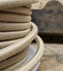 Beige (Tan) Round Cloth Covered 3-Wire Cord, Cotton - PER FOOT