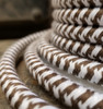 Brown & White Hounds-Tooth Round Cloth Covered 3-Wire Cord, Cotton - PER FOOT