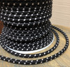 Black w/ White Double Stitch Tracer Round Cloth Covered 3-Wire Cord, Cotton - PER FOOT