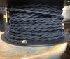 Black Twisted Cloth Covered Wire (16 Gauge), Cotton - PER FOOT