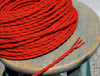 Red 3-Wire Twisted Cloth Covered Cord, Rayon - PER FOOT