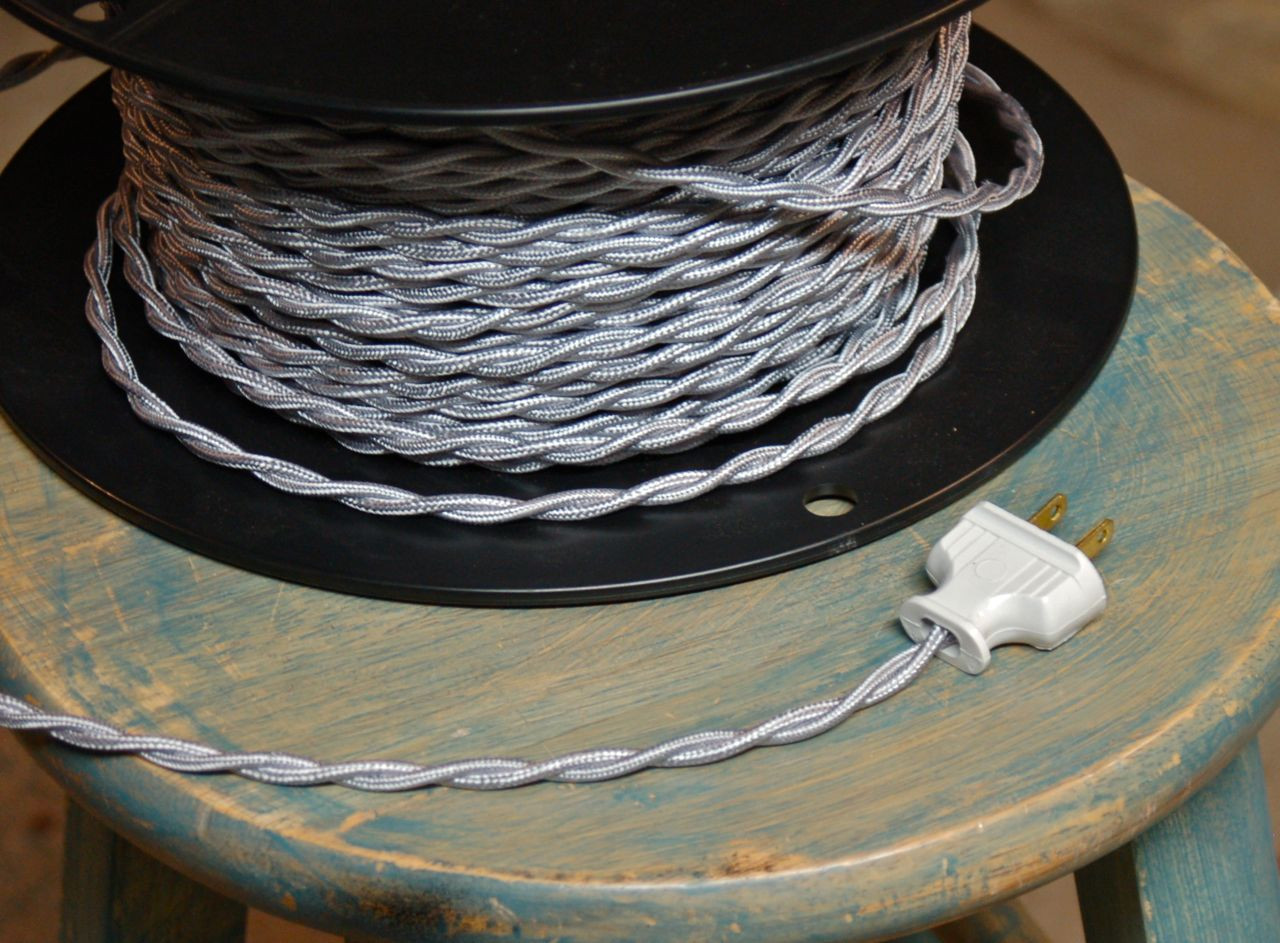 White Twisted Cloth Covered Wire, Cotton - PER FOOT - Foto 7