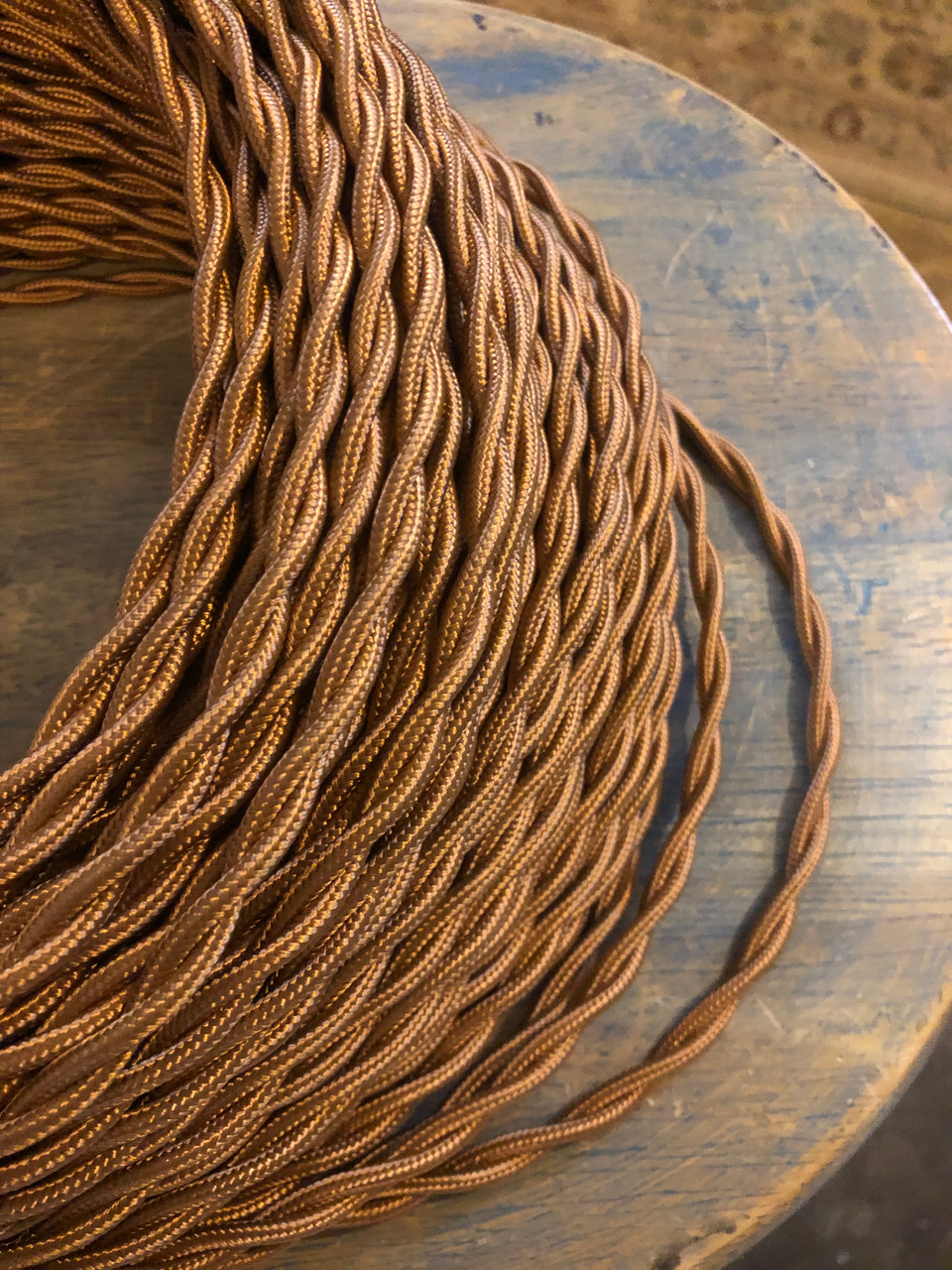 Bronze Twisted Cloth Covered Wire, Rayon - PER FOOT