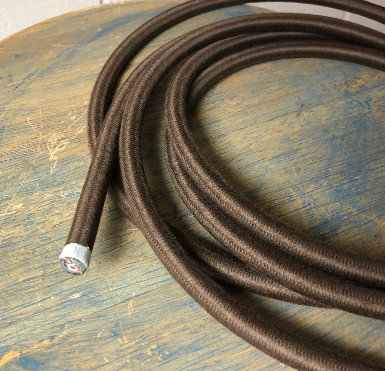Brown Cloth-Covered 4-Conductor Subset Cord - Vintage Style Telephone Wire (SKU 30003)