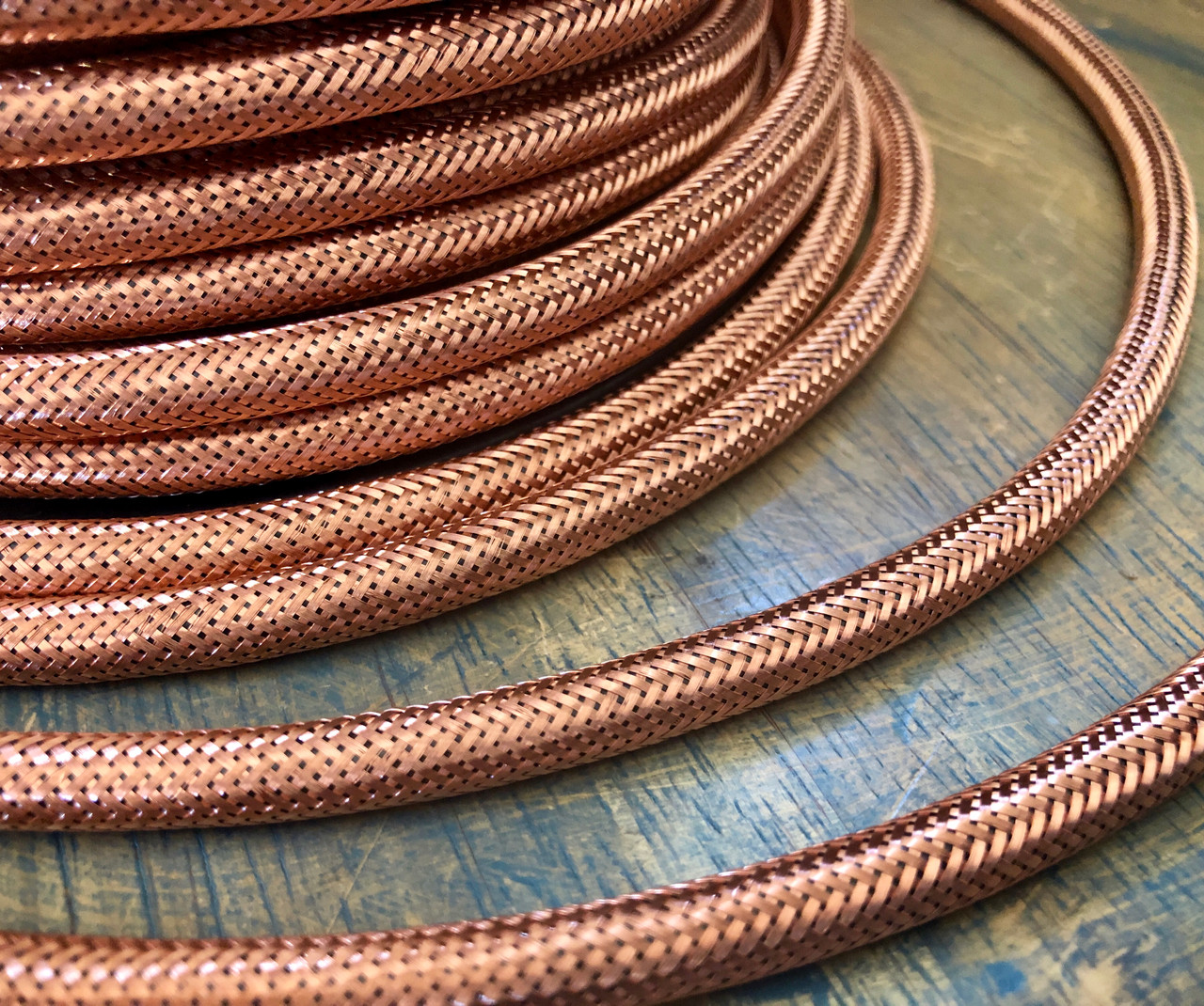 Brass Metal Braided Cord - Round 3-Wire Cable - PER FOOT