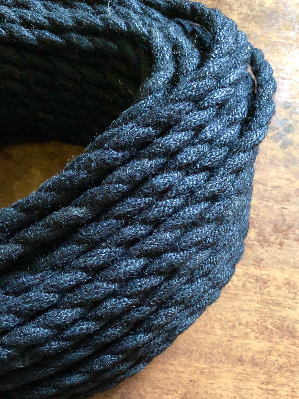 Black Jute Covered (Rope Style) Twisted Wire - PER FOOT
