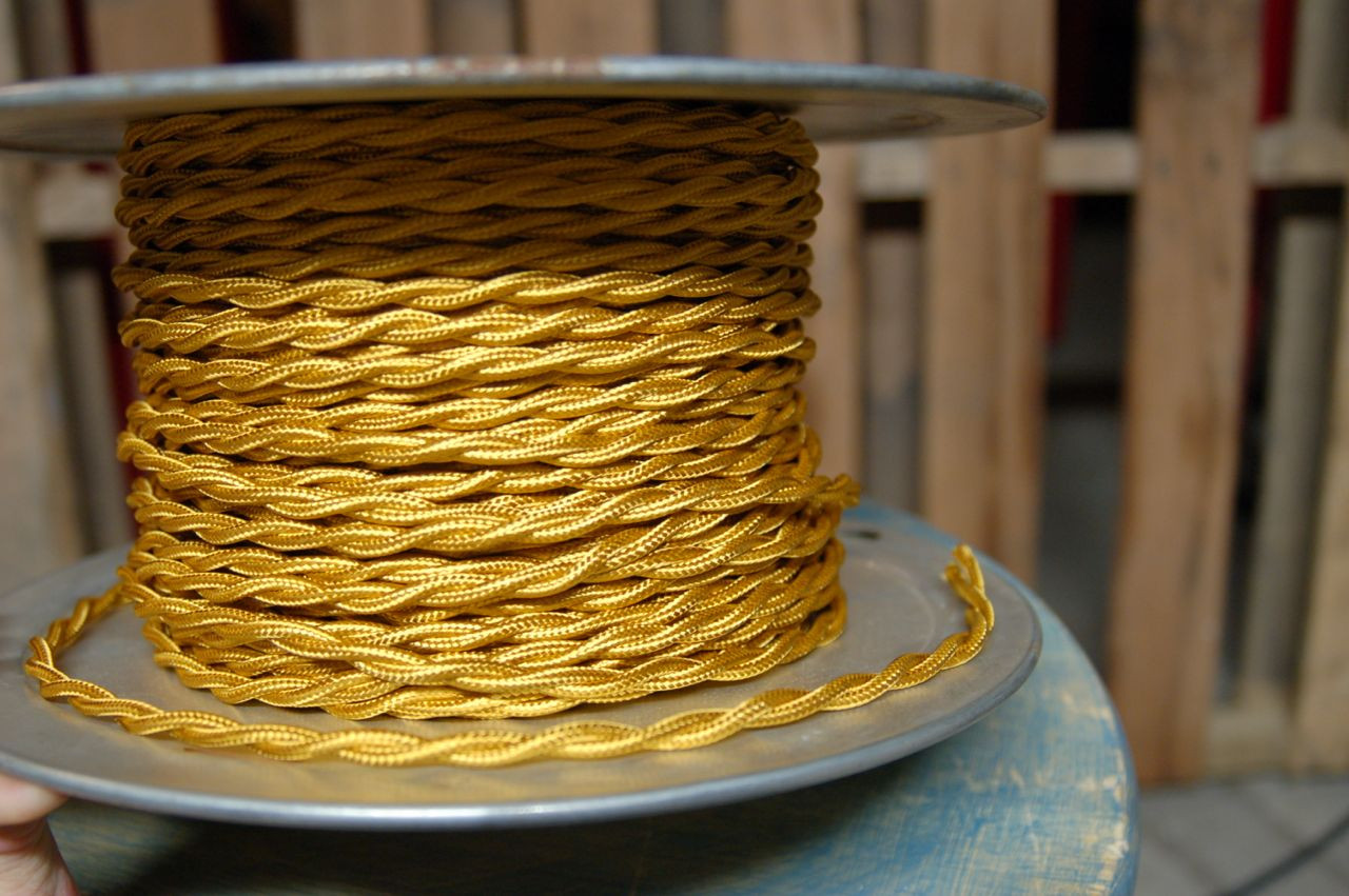 Gold Twisted Cloth Covered Wire, Rayon - PER FOOT