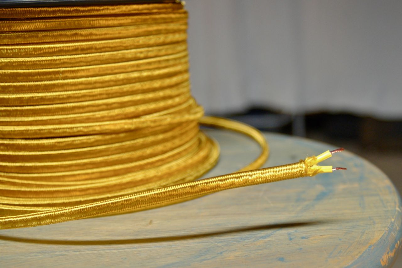 Gold Parallel (Flat) Rayon Covered 18 AWG Lamp Wire