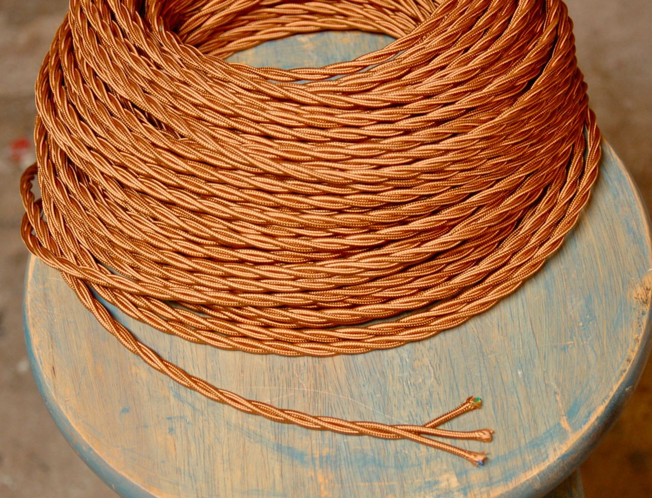 Bronze Twisted Cloth Covered Wire, Rayon - PER FOOT - Snake Head