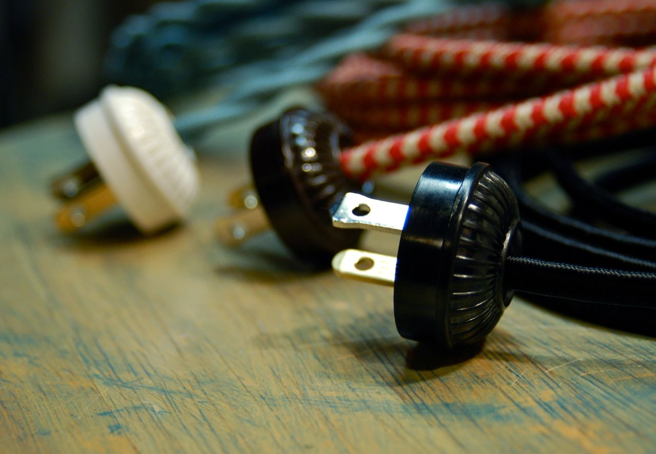Replicated Bakelite Electrical Plugs Ribbed Design