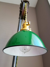 Green Porcelain Enamel Shade: 7" Industrial Dome, 2-1/4" fitter, Metal Lampshade
