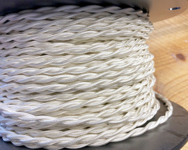 White Twisted Cloth Covered Wire, Rayon - PER FOOT