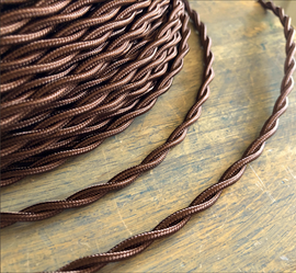 brown twisted cloth covered 2 wire
